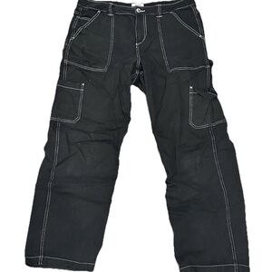 [SOLD] Garage Contrast Black Cargo Pants Jeans Baggy Skater Emo Nu Metal